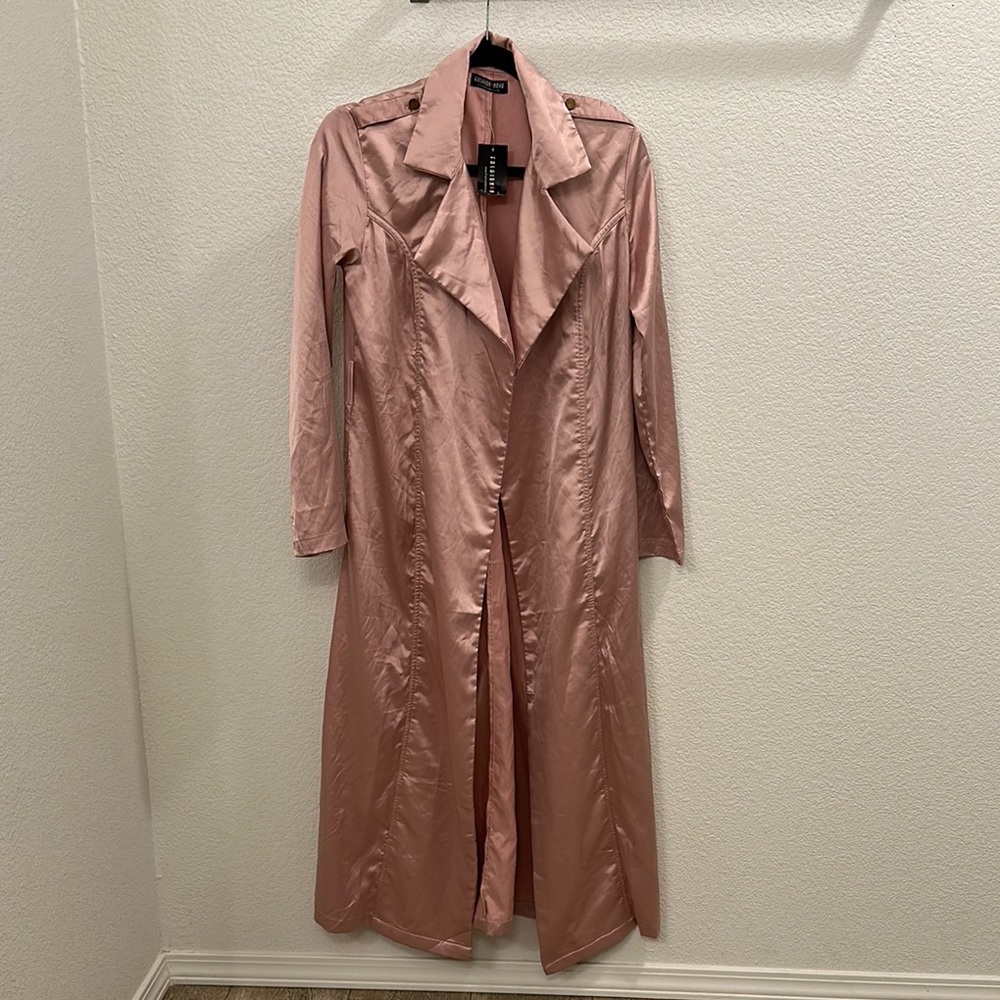 Fashion Nova Pink Notched Collar Trench Coat - Picture 3 of 13